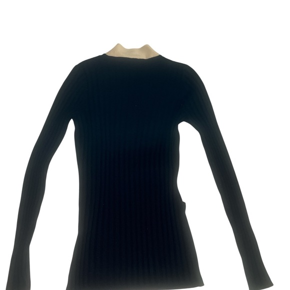 Tory Burch Wool Cardigan Sweater – Size Small – Black & Cream – Logo Buttons - Picture 2 of 12